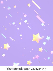 3d Rendered Carton Soft Pastel Shooting Stars Sky.