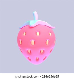 3d Rendered Cartoon Strawberry Object.