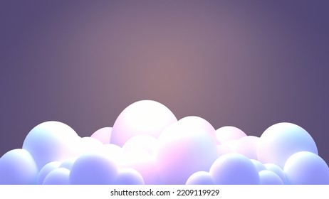 3d rendered cartoon white fluffy clouds at night 