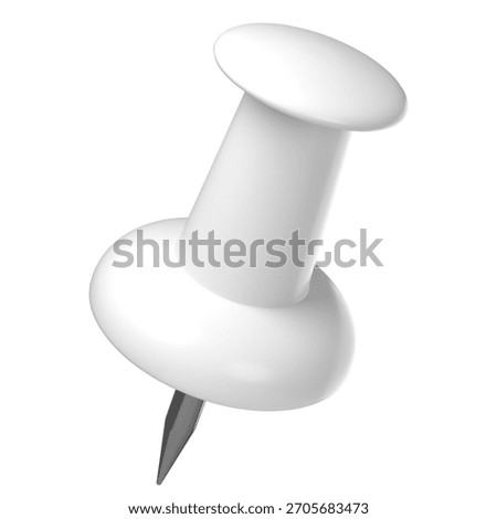 3D rendered clean white pushpin or thumbtack icon with a glossy plastic head, isolated