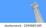 3D rendered corinth column on blue background with copy space. Thanks to the Clipping Path feature, you can easily change the background of the object in any way you want.