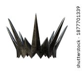 A 3D rendered dark fantasy iron crown with spikes isolated on a white background. 3D model 