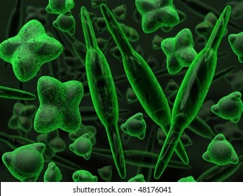 3d Rendered Diatom Algae Phytoplankton Background