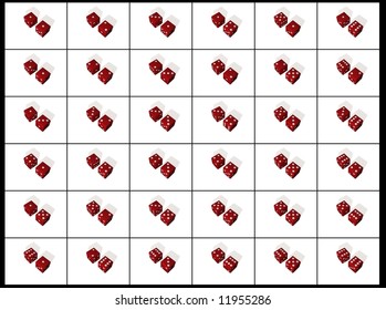 3D Rendered Dice Showing All Combinations Of Score. Each White Box Is 800 X 600