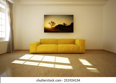 3D rendered empty room with a sofa