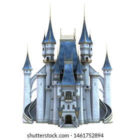 3D Rendered Fairy Tale Castle On White Background - 3D Illustration