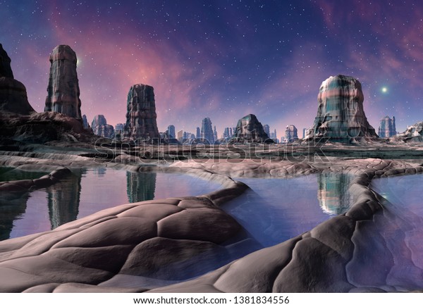 3D\
Rendered Fantasy Alien Landscape - 3D\
Illustration