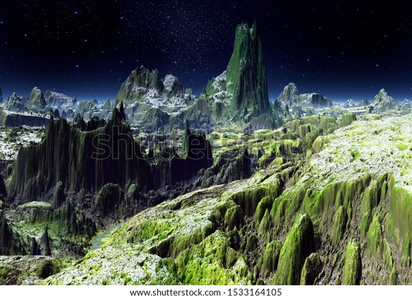 3D\
Rendered Fantasy Alien Landscape - 3D\
Illustration\
