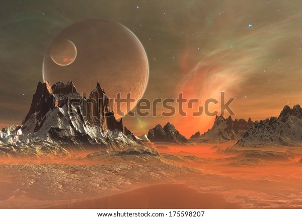 3d rendered fantasy alien planet painting. 