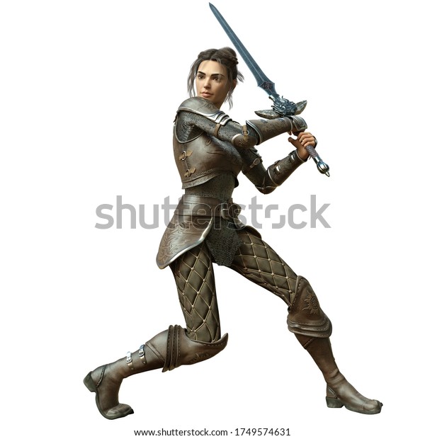 3d Rendered Female Warrior Isolated On Stock Illustration 1749574631