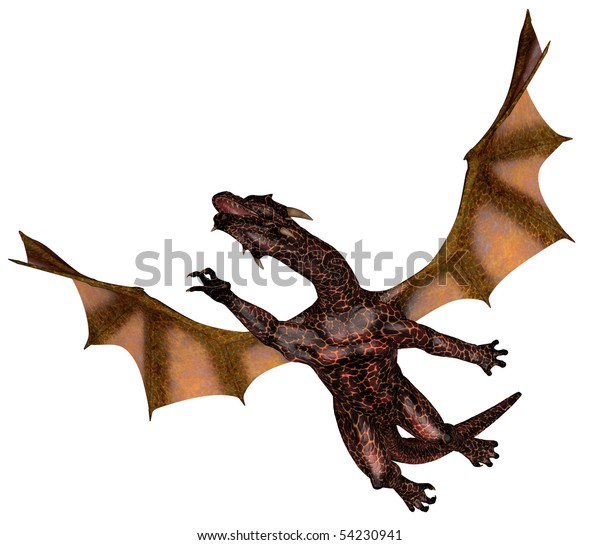 3d Rendered Flying Fire Dragon Isolated Stock Illustration 54230941