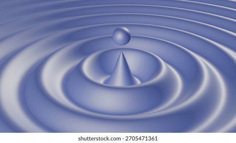3D Rendered Geometric Harmonic Waves of Motion, Abstract Waterdrop