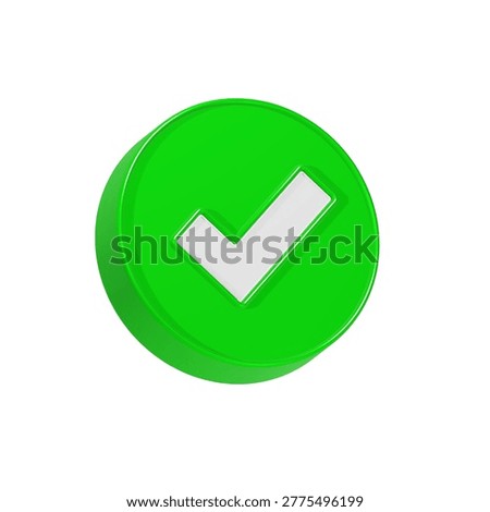 3D rendered green checkmark icon for represent approval, success, or confirmation