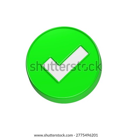3D rendered green checkmark icon for represent approval, success, or confirmation