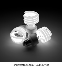 3d rendered group of  luminous fluorescent lamps