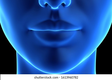 3d Rendered Illustration Of An Abstrac Blue Female Mouth