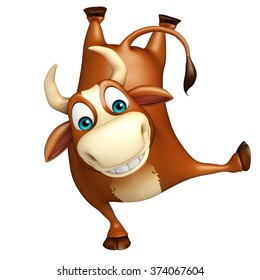 3d rendered illustration of Bull funny cartoon character  