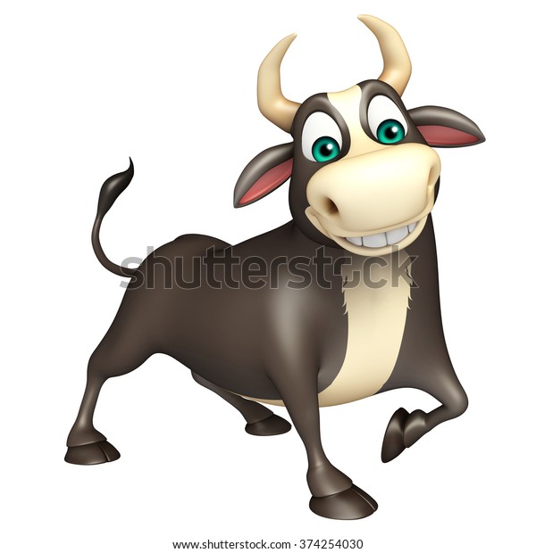 3d Rendered Illustration Bull Funny Cartoon Stock Illustration ...