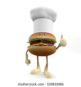 3d Rendered Illustration Of A Burger Character