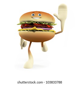 3d Rendered Illustration Of A Burger Character