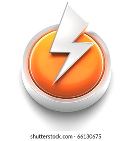 3D rendered illustration of button icon with lightning Bolt symbol