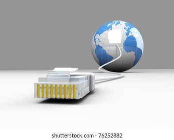 3D rendered Illustration. A cable connected World.