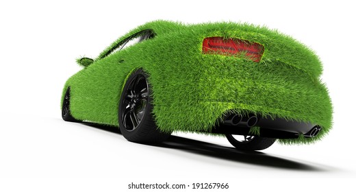 3d Rendered Illustration Of A Car Covered In Grass