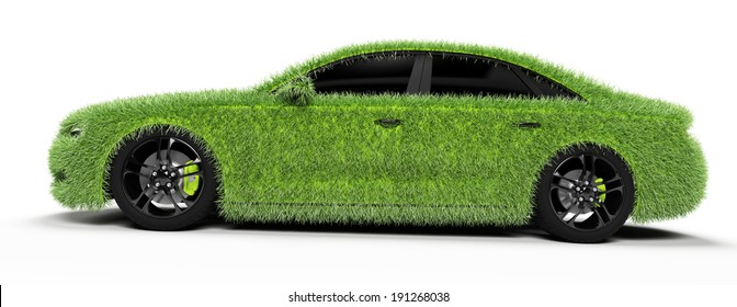 3d Rendered Illustration Of A Car Covered In Grass