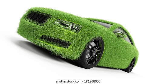 3d Rendered Illustration Of A Car Covered In Grass