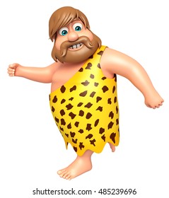 3d Rendered Illustration Caveman Running Pose Stock Illustration 