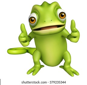 3d rendered illustration of Chameleon funny cartoon character 