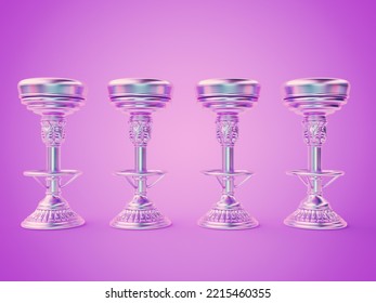 3d Rendered Illustration Of Chrome Bar Chairs