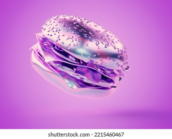 3d rendered illustration of a chrome burger - Powered by Shutterstock