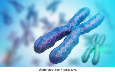 3D rendered illustration of chromosomes. Genetics concept.