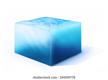 3d Rendered Illustration Of Cross Section Of Water Cube Isolated On White