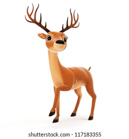 3d Rendered Illustration Of A Cute Reindeer
