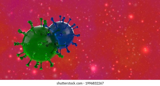 3D gerenderte Illustration des Delta Plus Variant Coronavirus mit Kopienraum