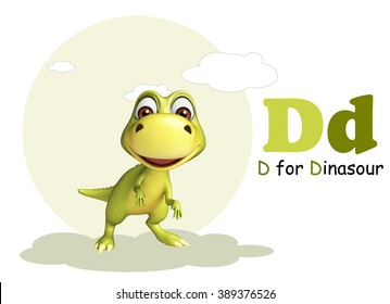 3d Rendered Illustration Of Dinasour Wild Animal With Alphabate