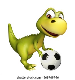 3d Rendered Illustration Of Dinosaur Cartoon Character With Football