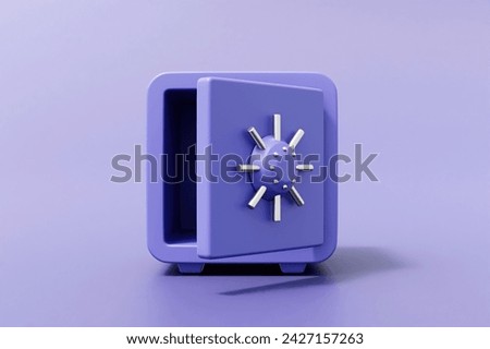 3D rendered illustration of an empty safe on a blue-purple background.