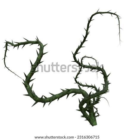 A 3d rendered illustration of a fantasy plant with thorns isolate on a white background.  商業照片 © 