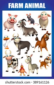 3d Rendered Illustration Of Farm Animal Chart