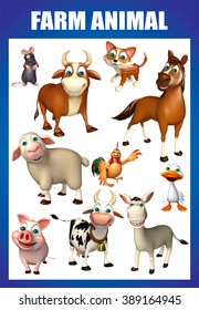 3d Rendered Illustration Of Farm Animal Chart