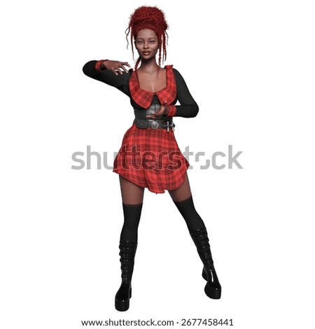  3D rendered illustration of a female character in red mini skirt isolated on a white background
