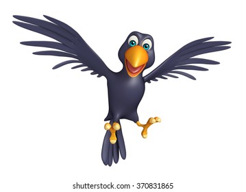 3d rendered illustration of flying  Crow cartoon character  
