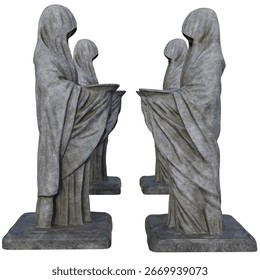 3D rendered illustration of gothic humanlike statues isolated on a white background	