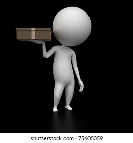 3d rendered illustration of a guy with a package