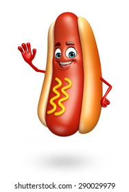 3d rendered illustration of hot dog cartoon character
