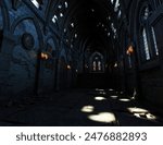 3d rendered illustration of the interior  from a fantasy gothic church	
