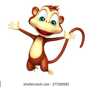 3d Rendered Illustration Jumping Monkey Cartoon Stock Illustration ...